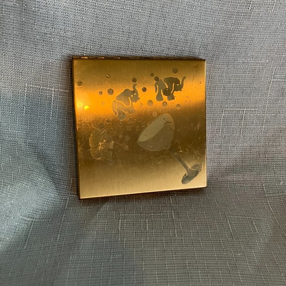 Rare Pilcher Antique "Martini" Brass and Copper Powder Compact with Mirror